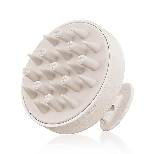 HEETA Hair Scalp Massager for Hair Growth, Shampoo Brush, Scalp Scrubber Exfoliator with Soft Silicone Bristles for Dandruff Removal to Relieve Stress, Wet Dry Use Updated Material, Beige | Amazon (US)