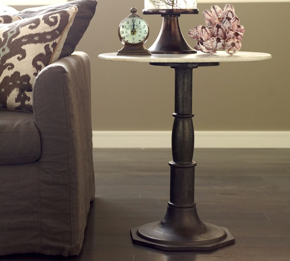 Christie 24" Round Marble End Table | Pottery Barn (US)