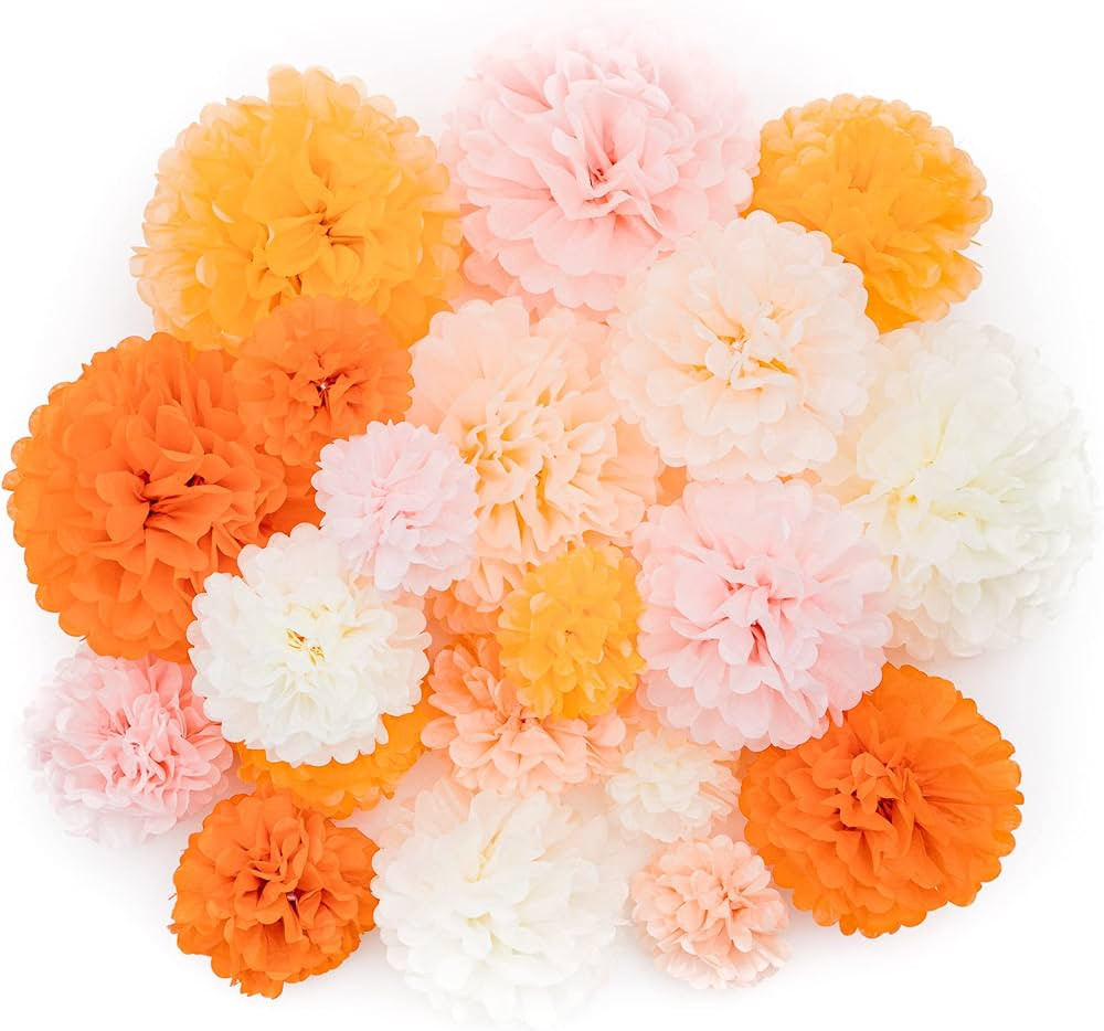 PapaKit Party Tissue Pom Pom Paper Flower Set, for Birthday Party Baby Shower Wedding Engagement ... | Amazon (US)