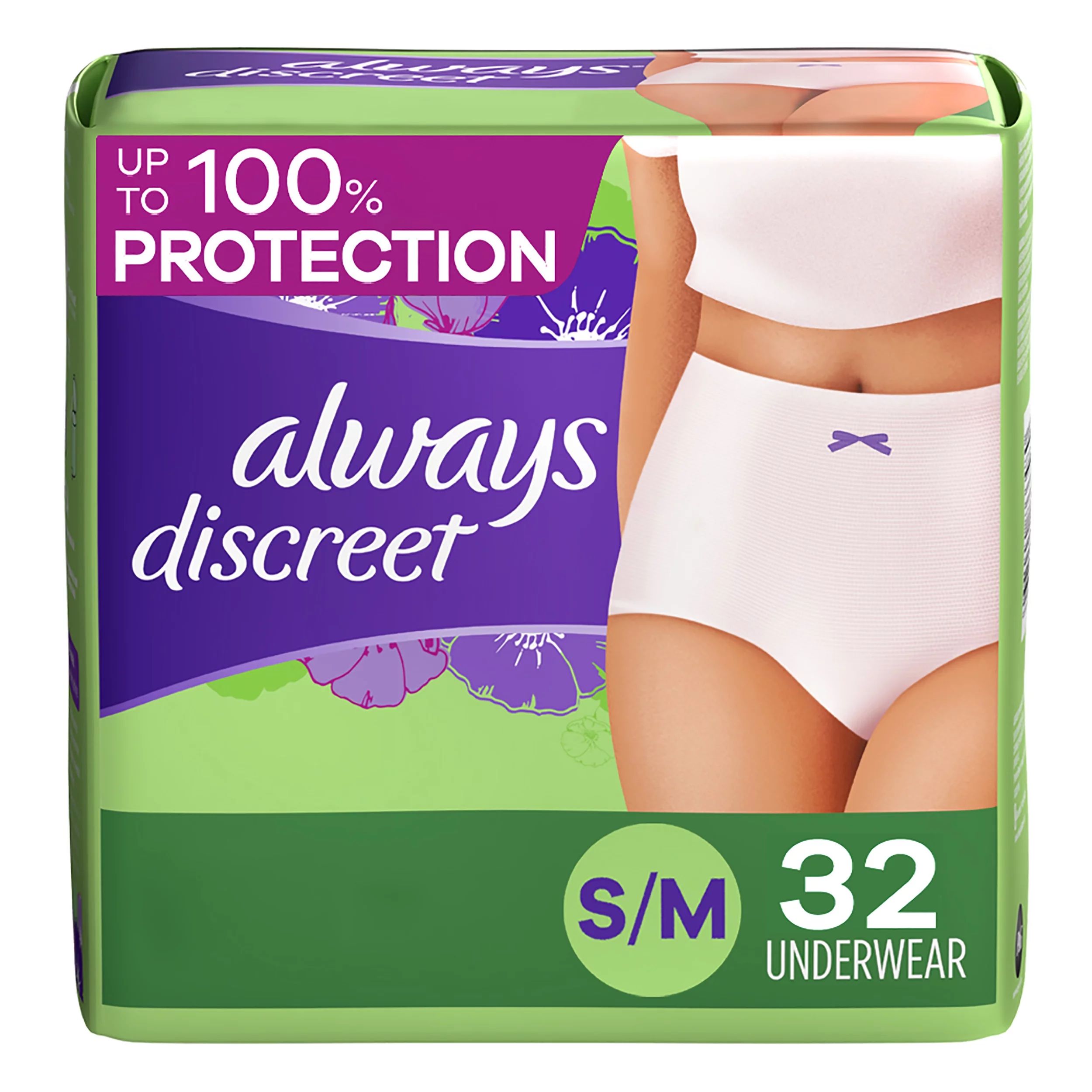 Always Discreet Adult Incontinence Underwear for Women and Postpartum Underwear, S/M, 32 Ct | Walmart (US)