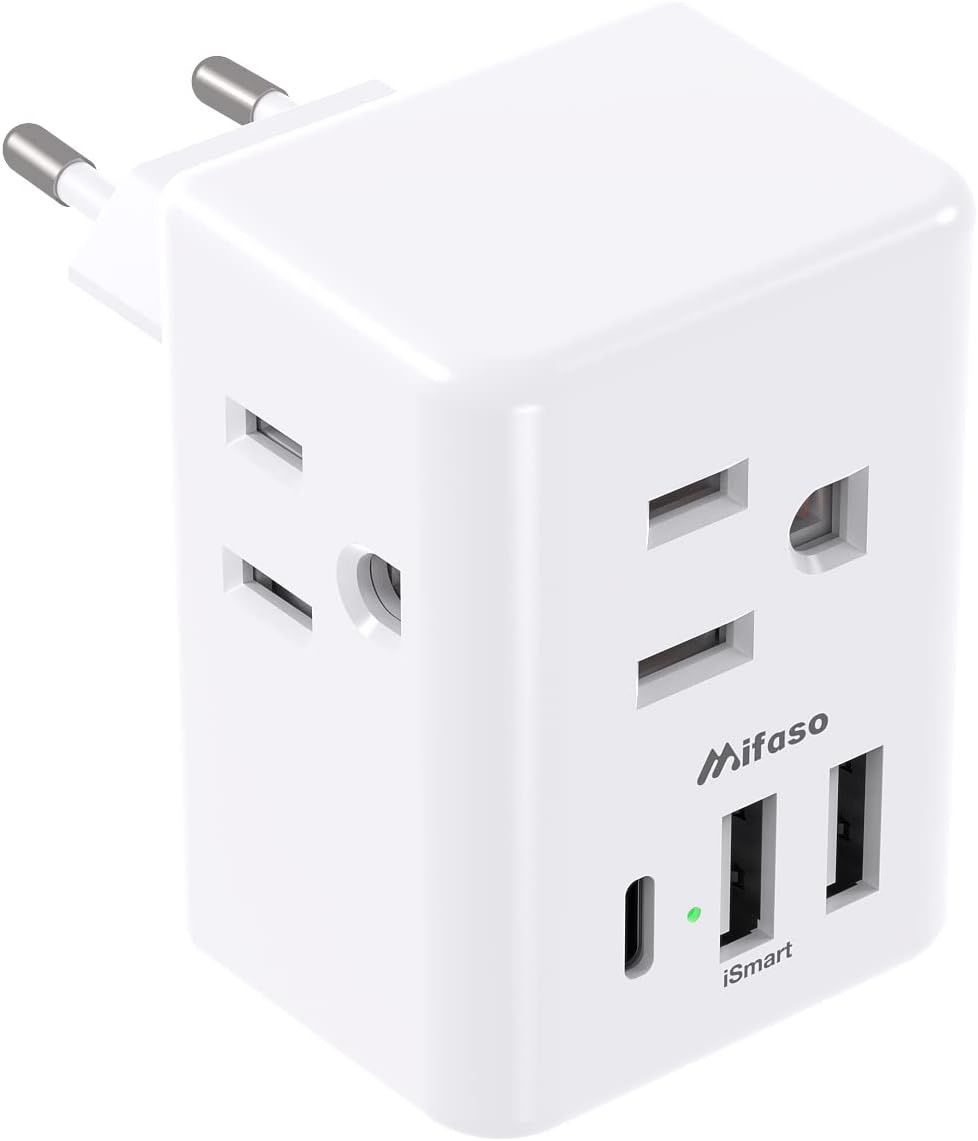 European Travel Plug Adapter - International Plug Adapter with USB Charging Ports(1 USB C), Type ... | Amazon (US)