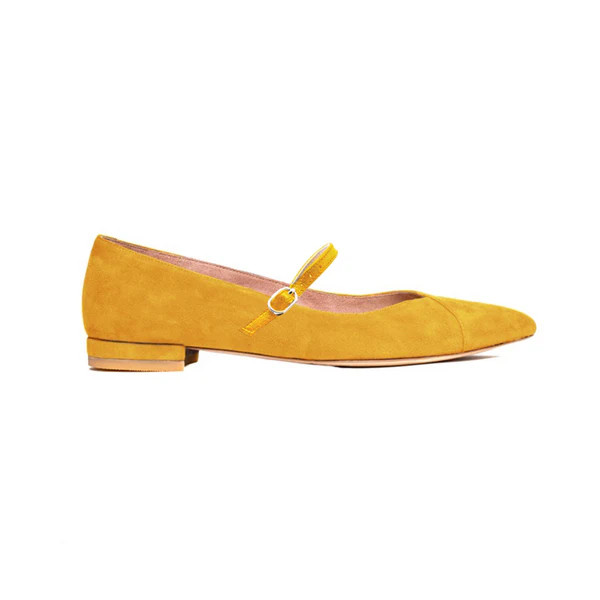Sassy Saffron Suede Mary Jane Forever Flat | ALLY Shoes