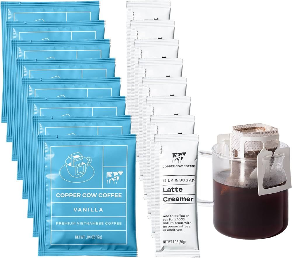 Copper Cow Coffee Premium Vietnamese Coffee: Single-Serve Vanilla Coffees (includes: 8 Vanilla Co... | Amazon (US)