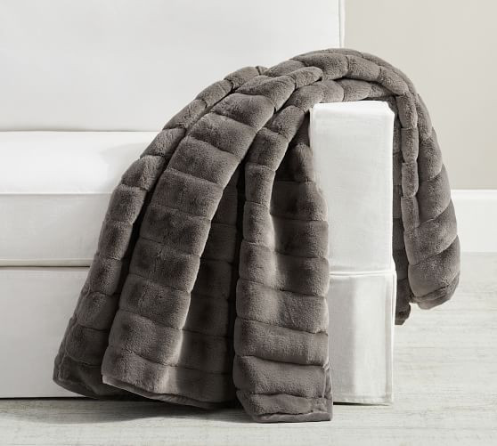 Faux Fur Channel Throw | Pottery Barn (US)