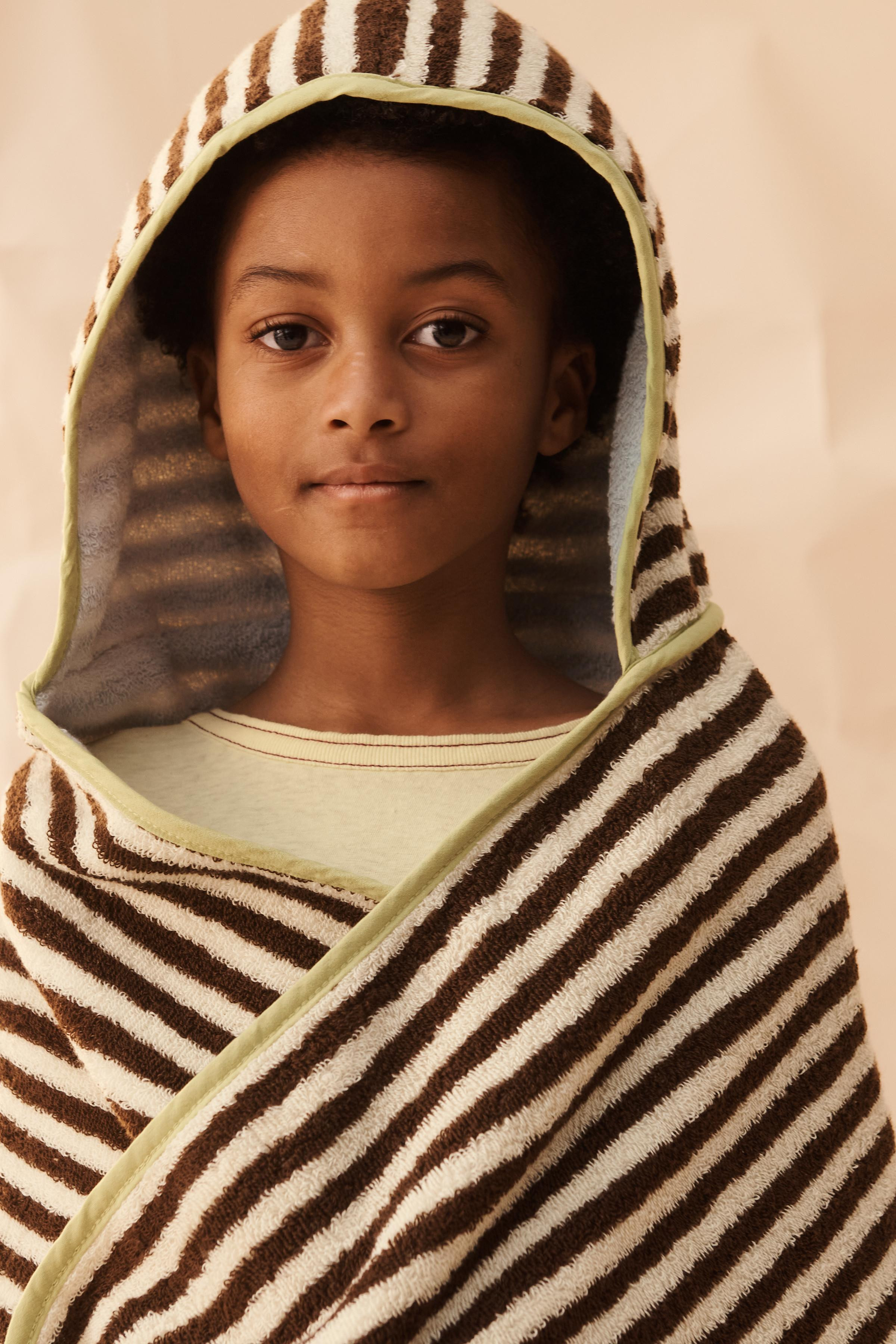 LIMITED EDITION STRIPED TOWEL PONCHO WITH CONTRASTING TRIM | Zara US