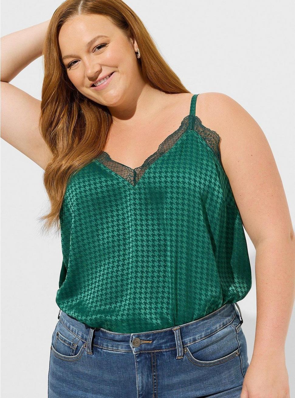 Satin Jacquard Lace Trim Cami | Torrid (US & Canada)