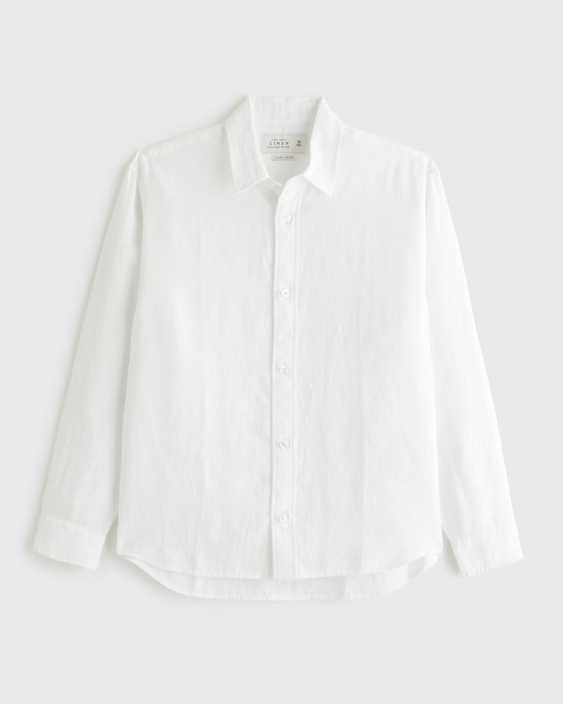 Abercrombie & Fitch Men's Linen Button-Up Shirt in White - Size S | Abercrombie & Fitch (US)