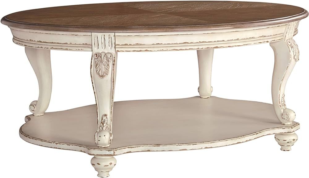 Signature Design by Ashley Realyn Casual Cottage Coffee Table, Antique White & Brown | Amazon (US)