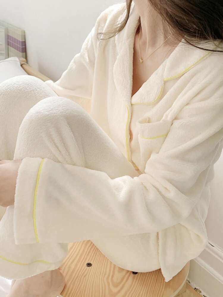 DAZY Contrast Piping PJ Set | SHEIN