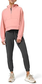 LASLULU Womens Hoodies Fleece Lined Collar Pullover 1/2 Zipper Sweatshirts Long Sleeve Crop Tops ... | Amazon (US)