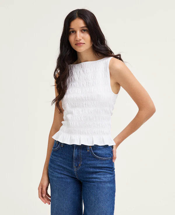 Smocked Boatneck Sleeveless Top | Madewell