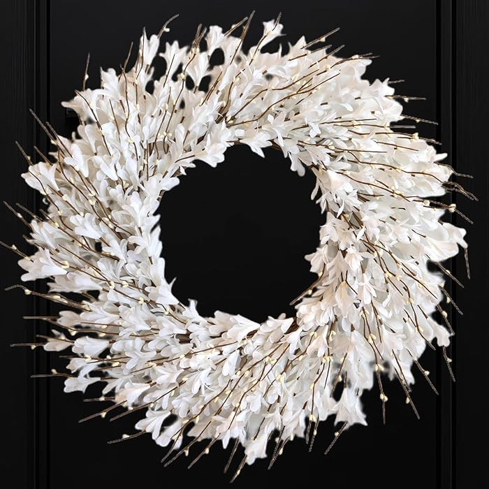 Bibelot 22inch Artificial Forsythia Flower Wreath Spring Summer Fall Wreath Silk Leaves for Front... | Amazon (US)