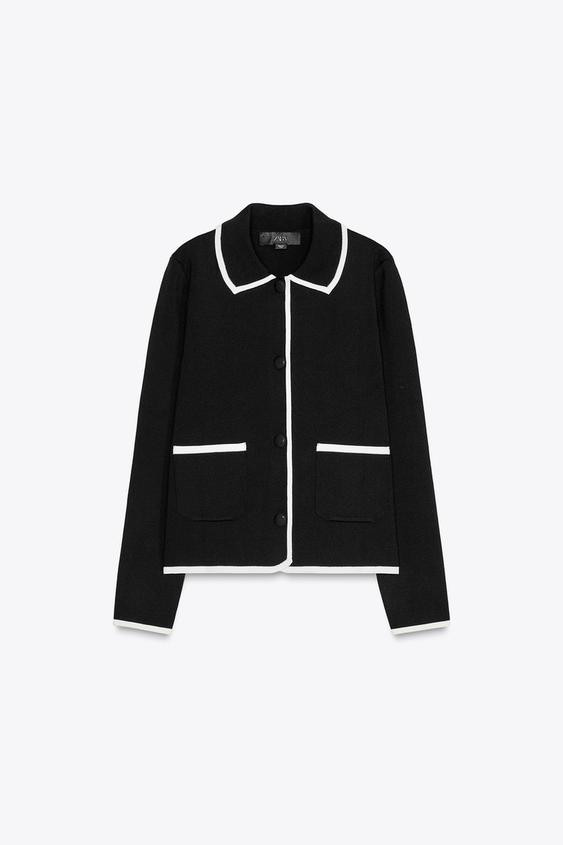KNIT CARDIGAN WITH CONTRAST TRIMS | Zara UK