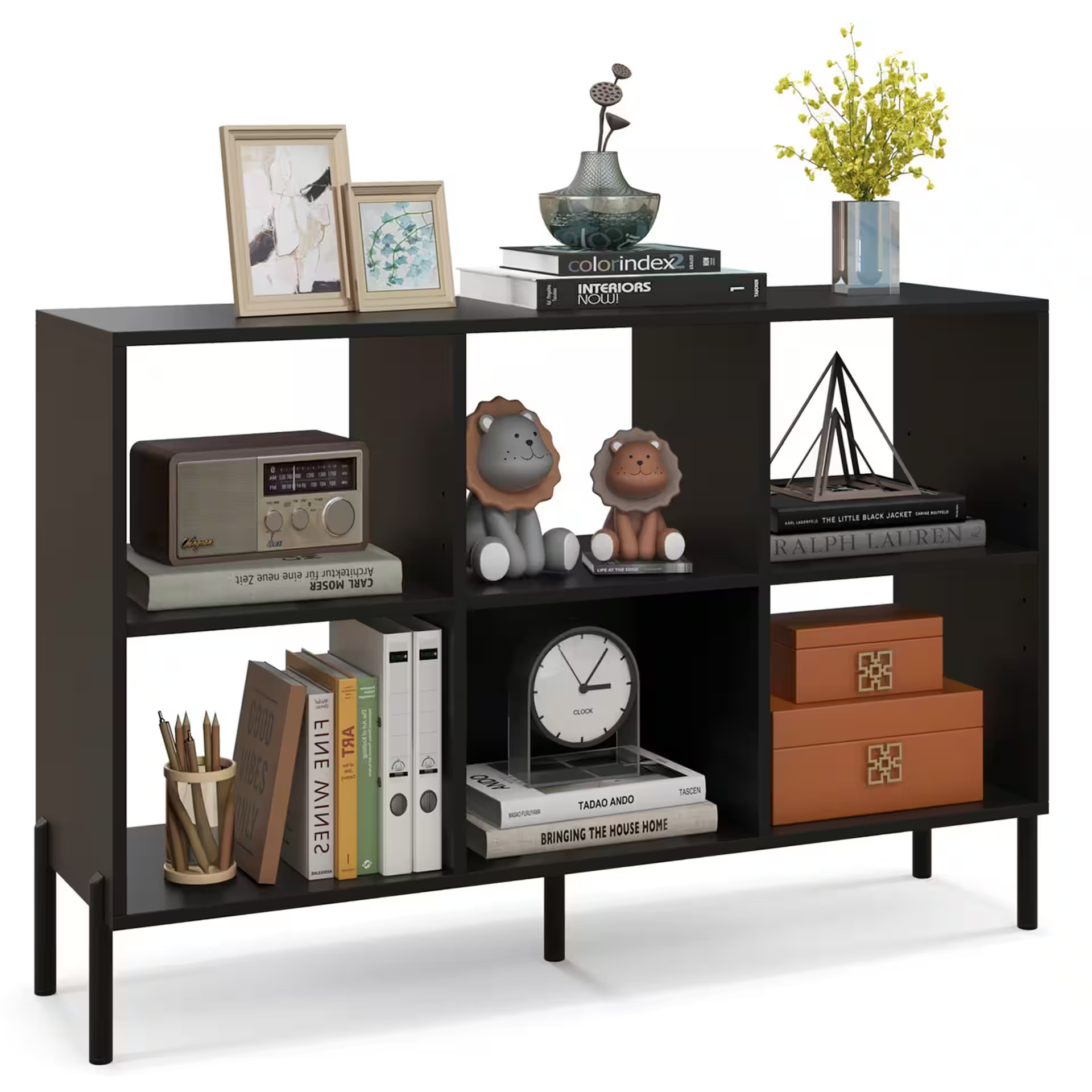 Costway - 6 Cube Storage Shelf Organizer Bookcase Square Cubby Cabinet Bedroom - Black | Best Buy U.S.