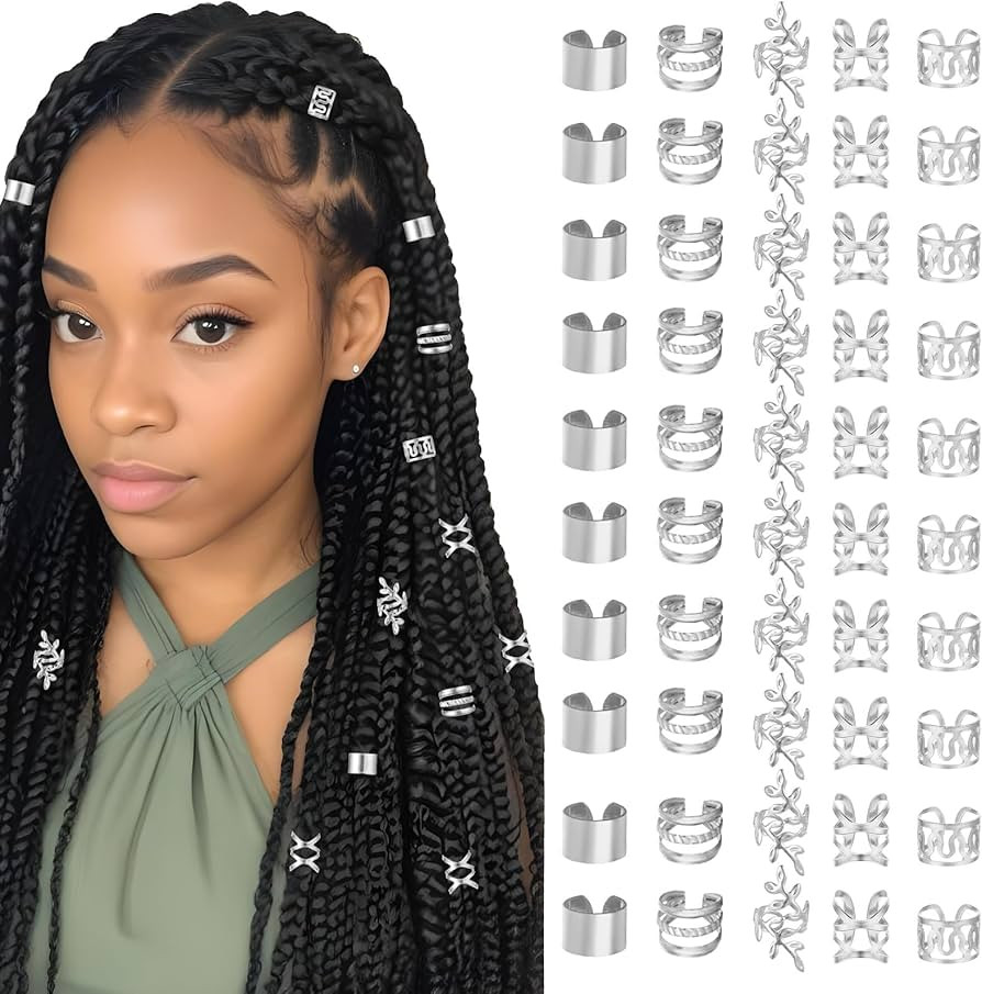 50Pcs Gold Hair Jewelry for Braids, Loc Jewelry Dreadlock Charms for Black Women Men, Metal Gold ... | Amazon (US)