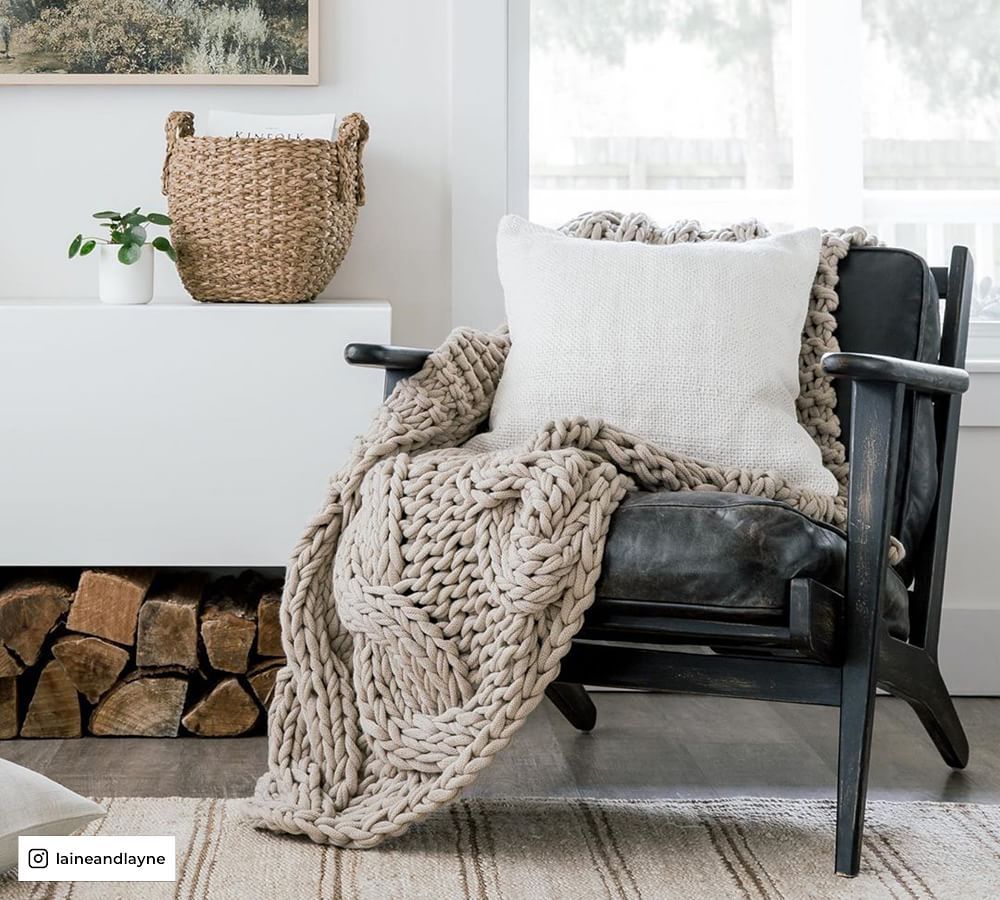 Colossal Handknit Throw, 44 x 56&amp;quot;, Ivory | Pottery Barn (US)