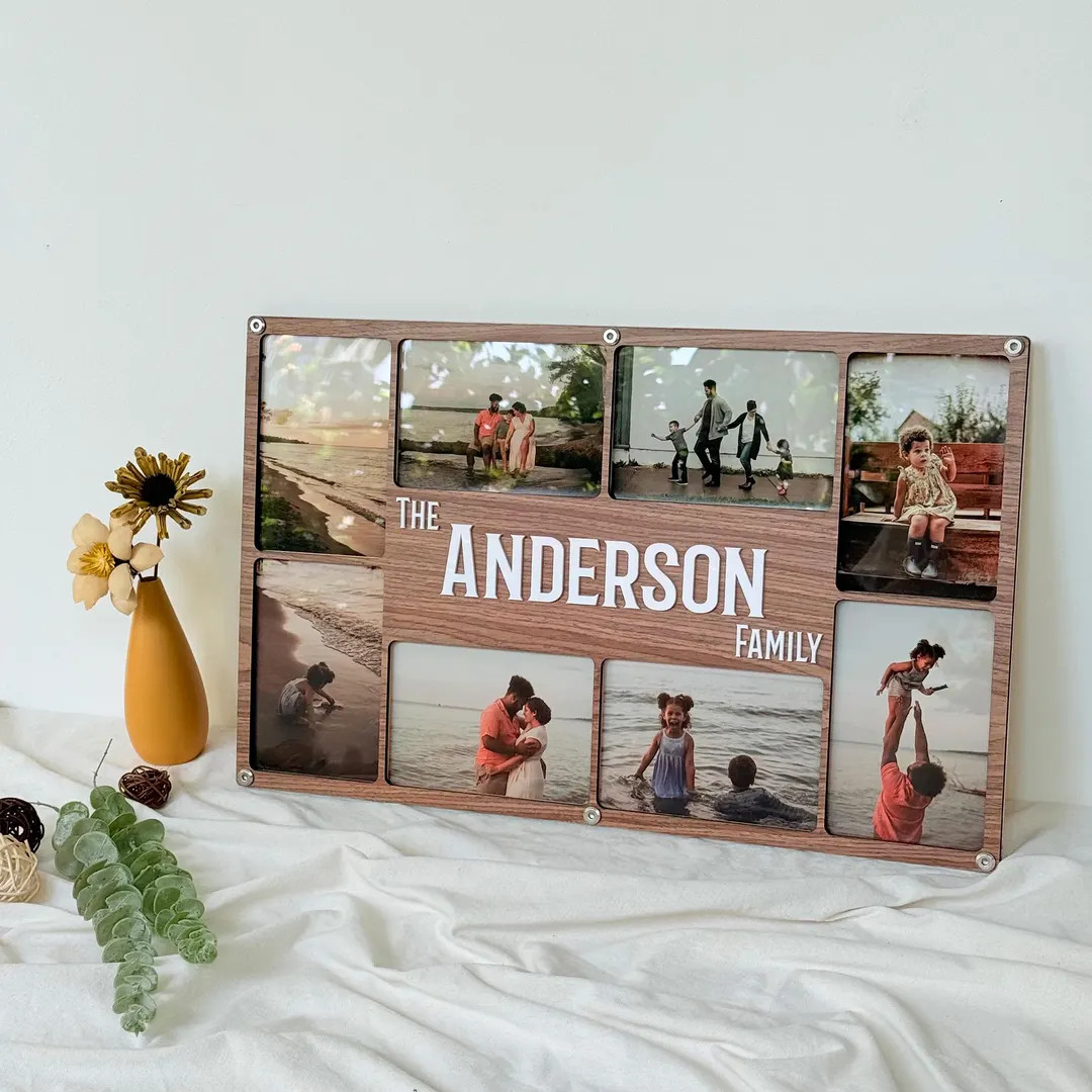 Personalized Family Collage Frame: Custom 3D Letters Wood Photo Display - Etsy | Etsy (US)
