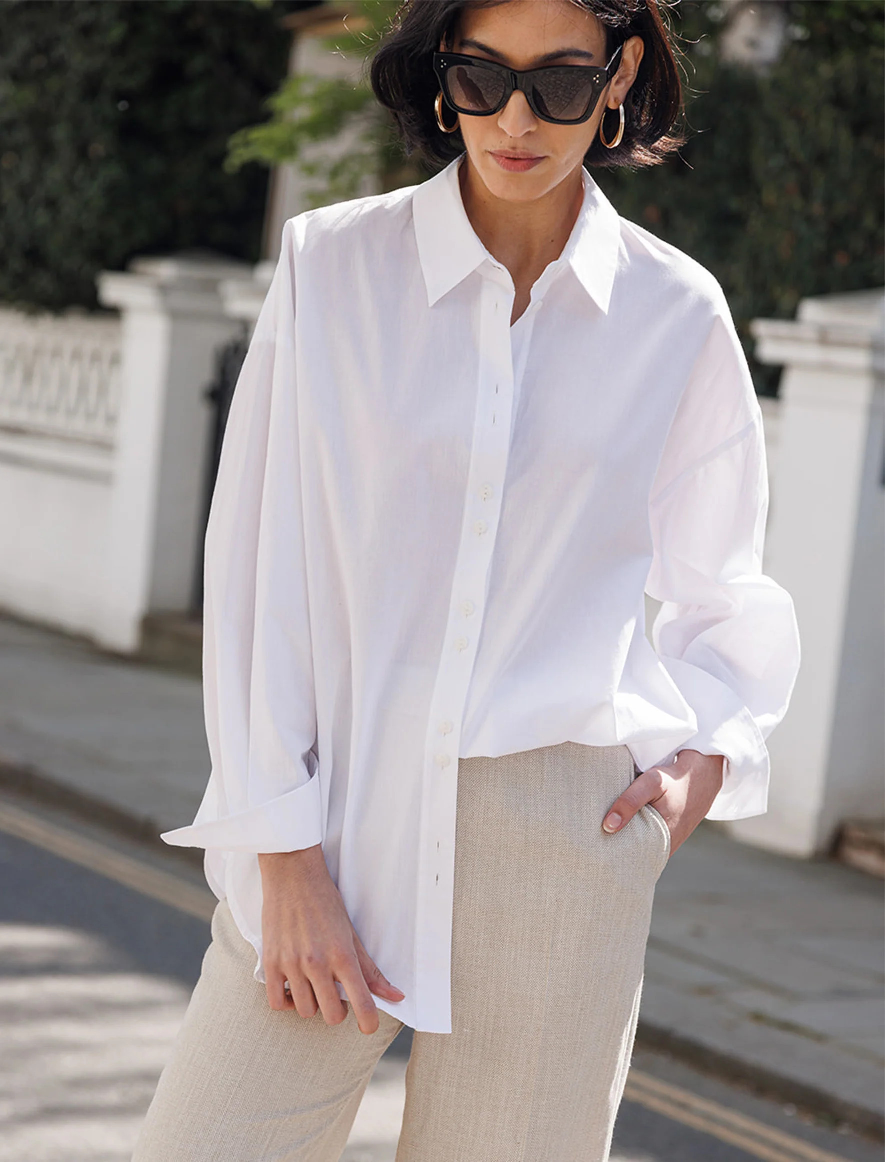 Sammy Organic Cotton Oversized Shirt - White | Cefinn