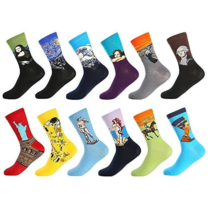 Bonangel Men's Fun Dress Socks-Colorful Funny Novelty Crew Socks Pack,Art Socks | Amazon (US)