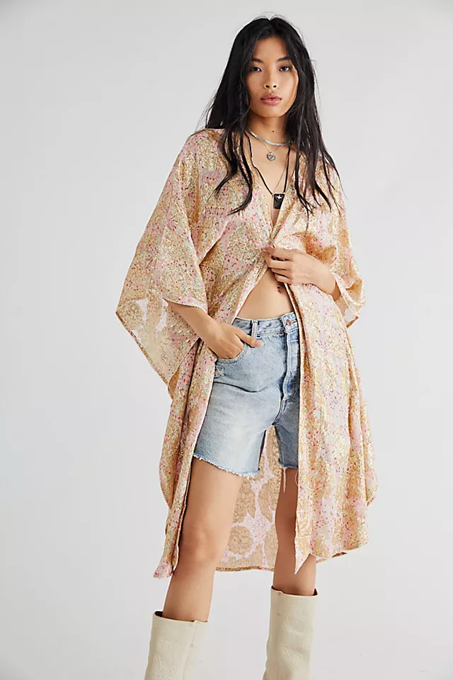 Anouk Brocade Lurex Maxi Kimono | Free People (Global - UK&FR Excluded)