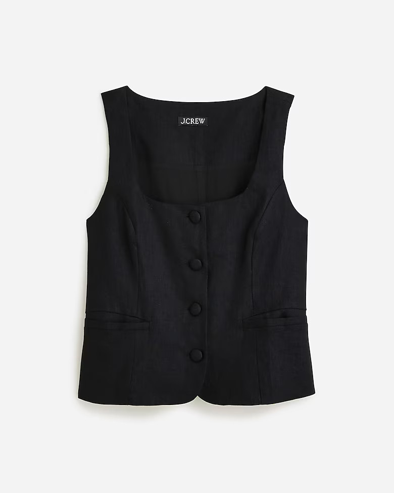 Scoopneck linen-blend vest | J. Crew US