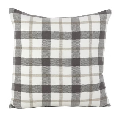 20" Plaid Pillow Down Filled Gray - SARO Lifestyle | Target