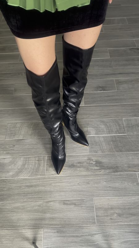 Over the knee boots with pointy toes and a nice heel. These are easy to walk in and the perfect length 
Wearing size 9

#LTKfindsunder100 #LTKshoecrush #LTKstyletip