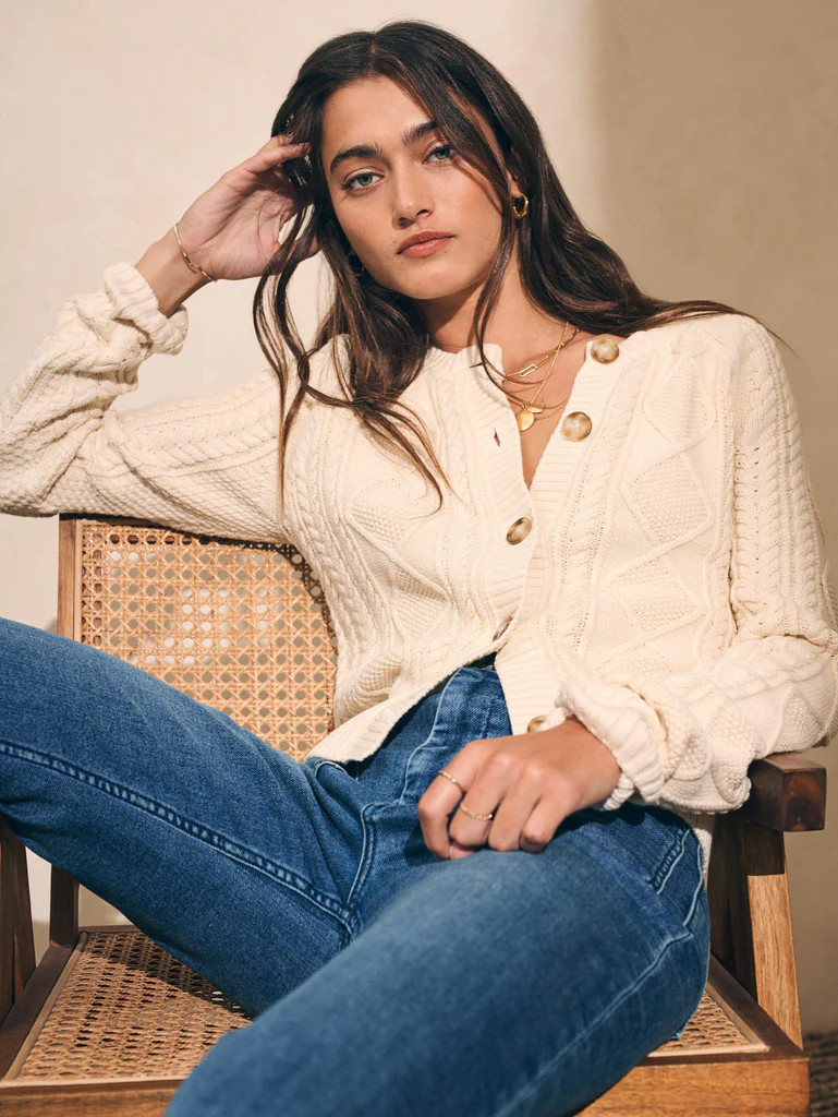Sunwashed Cable Cardigan | Faherty
