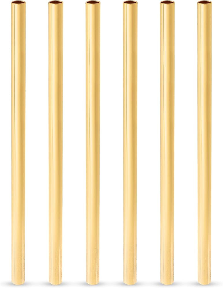 Viski Stainless Steel Cocktail Straws with Gold Finish, Eco-Friendly Reusable Short Metal Straws,... | Amazon (US)