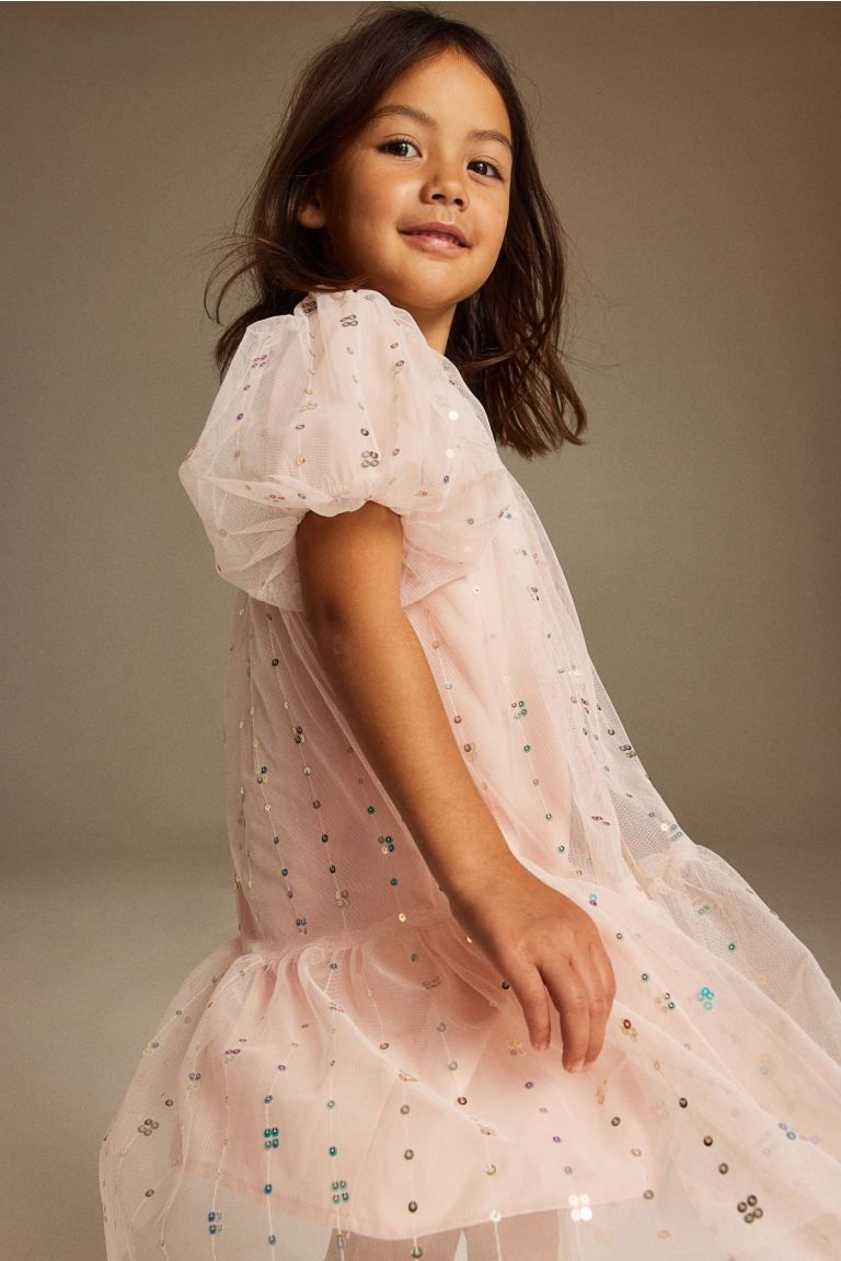 Sequined Tulle dress with Balloon Sleeves | H&M (US + CA)