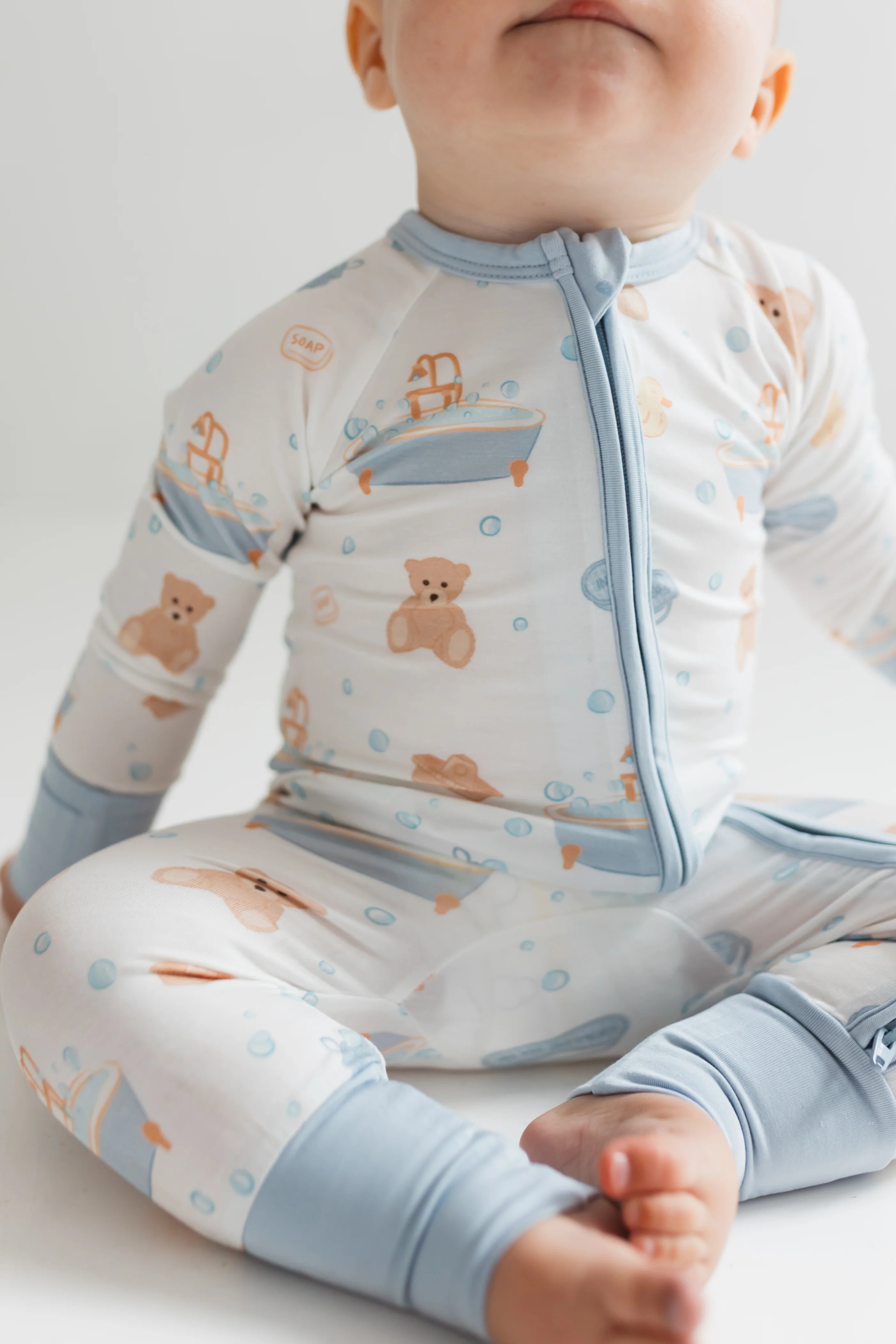 Blue Bath Time Zipper Romper | In My Jammers