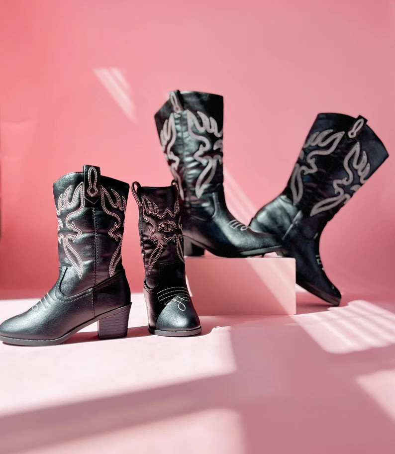 Black Western Mommy and Me Boots | Mommy and Me cowgirl boots | Mommy and Me matching outfits | M... | Etsy (US)