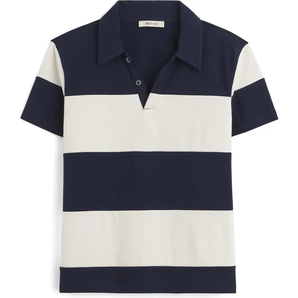 Madewell Pieced Boxy Polo in Midnight Navy at Nordstrom Rack, Size Xx-Small | Nordstrom Rack