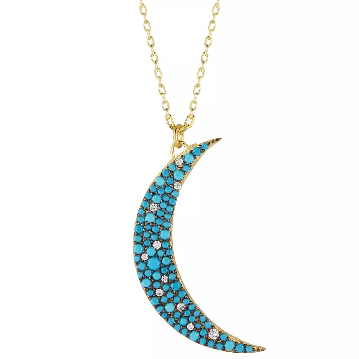 Sunkissed Sterling Cubic Zirconia & Turquoise Moon Pendant Necklace | Kohl's