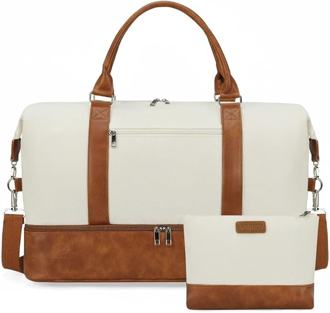 Oeihuivt Weekender Bags for Women - 21 Inch Large Travel Duffel Bag 2-Piece Set with Shoe Compart... | Amazon (US)