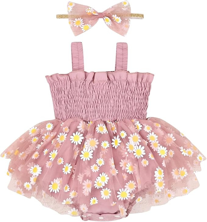 Baby Girl Summer Clothes Sleeveless Girl Clothes Cute Lace Daisy Romper Bodysuit Summer Outfits H... | Amazon (US)