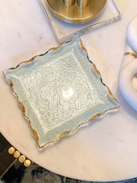 Square Crystal Tray with Gold Edge | Inspire Me! Home Decor