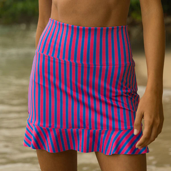Berry Stripe High-Waisted Swim Skirt | Albion Fit