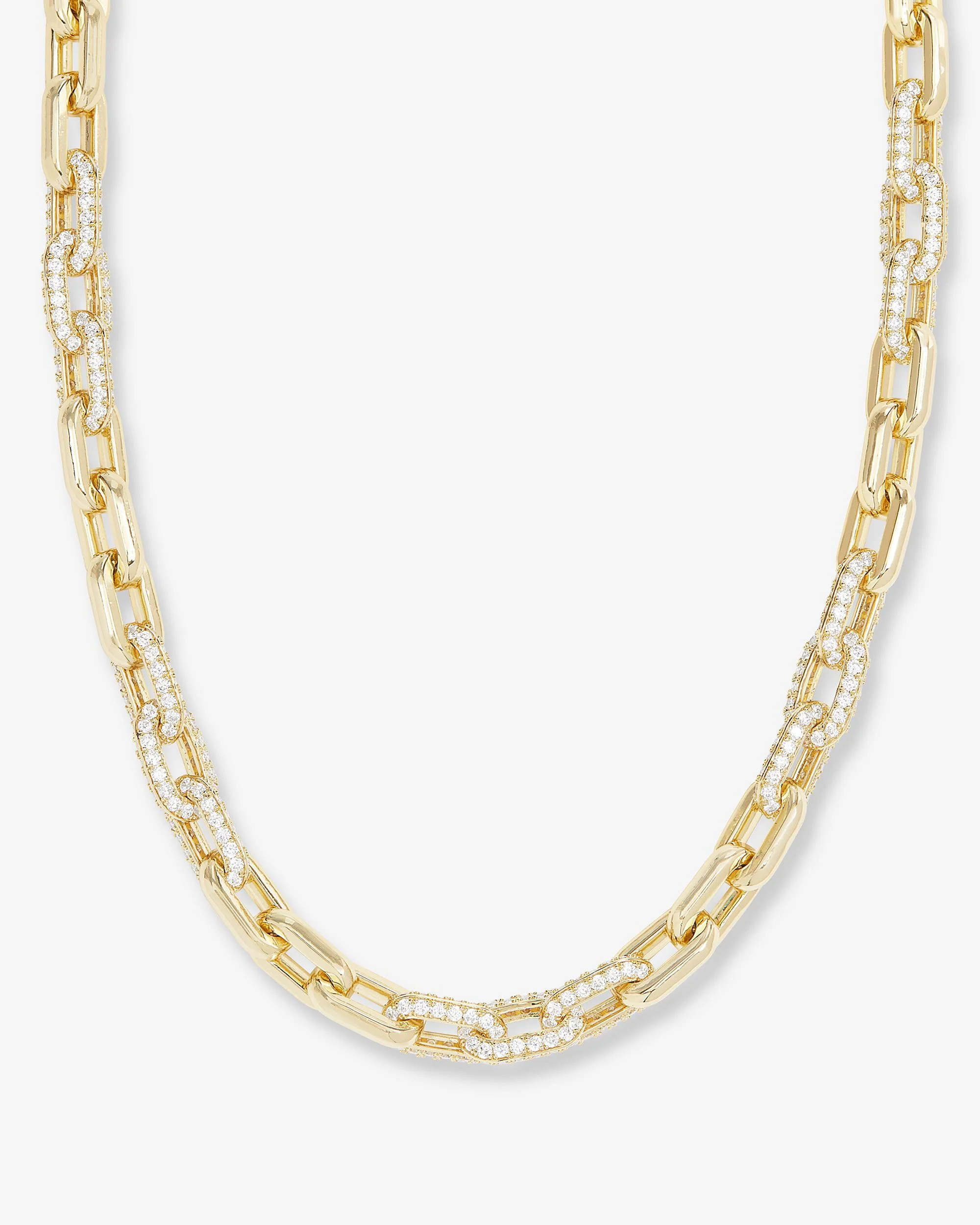 Frankie Pavé Chain Necklace 18" - Gold|White Diamondettes | Melinda Maria Jewelry