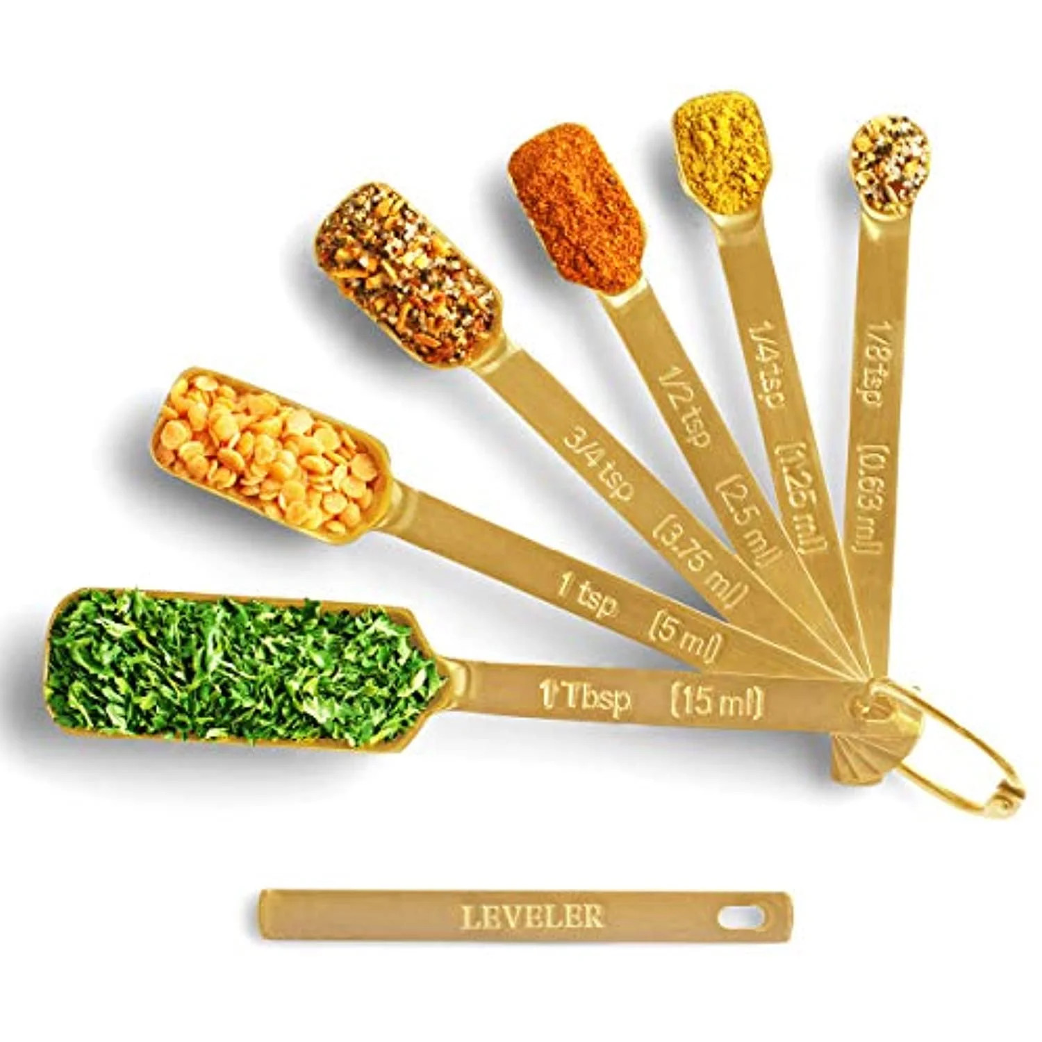 2lbDepot Gold Measuring Spoons - Set of 7 Includes Leveler - Premium Heavy-Duty Stainless Steel, ... | Walmart (US)