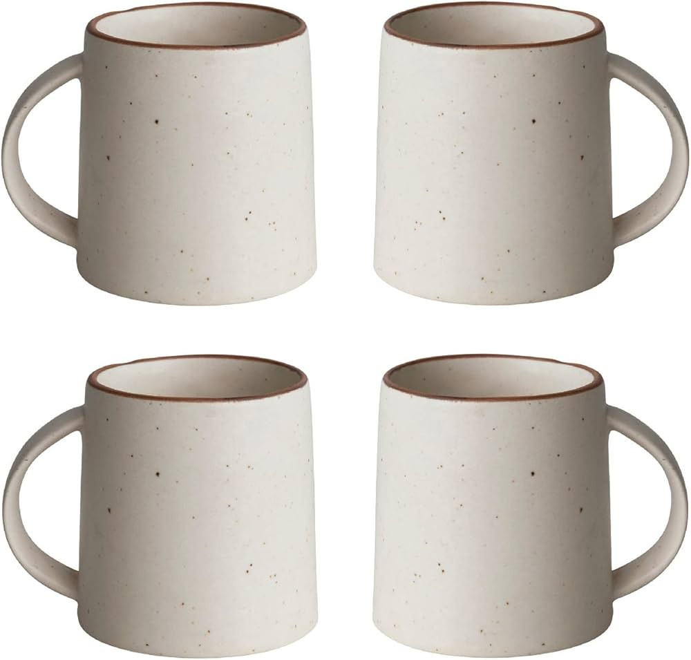 Creative Co-Op Speckled Stoneware, Set of 4, Ivory and Brown Mug | Amazon (US)