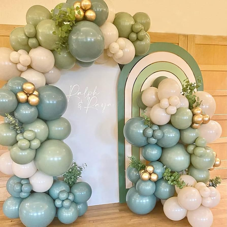 Amazon.com: 136PCS Dusty Green Blue Balloon Garland Arch Kit Green Ash Mist Green Blue Haze Fog B... | Amazon (US)