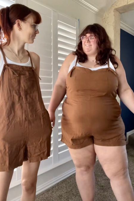 Old navy overalls! Summer is wearing the S tall, Kat is wearing a 3X (but returned this pair to exchange for a 4X)

For a looser fit, we recommend sizing up one

#LTKFind #LTKcurves #LTKunder50