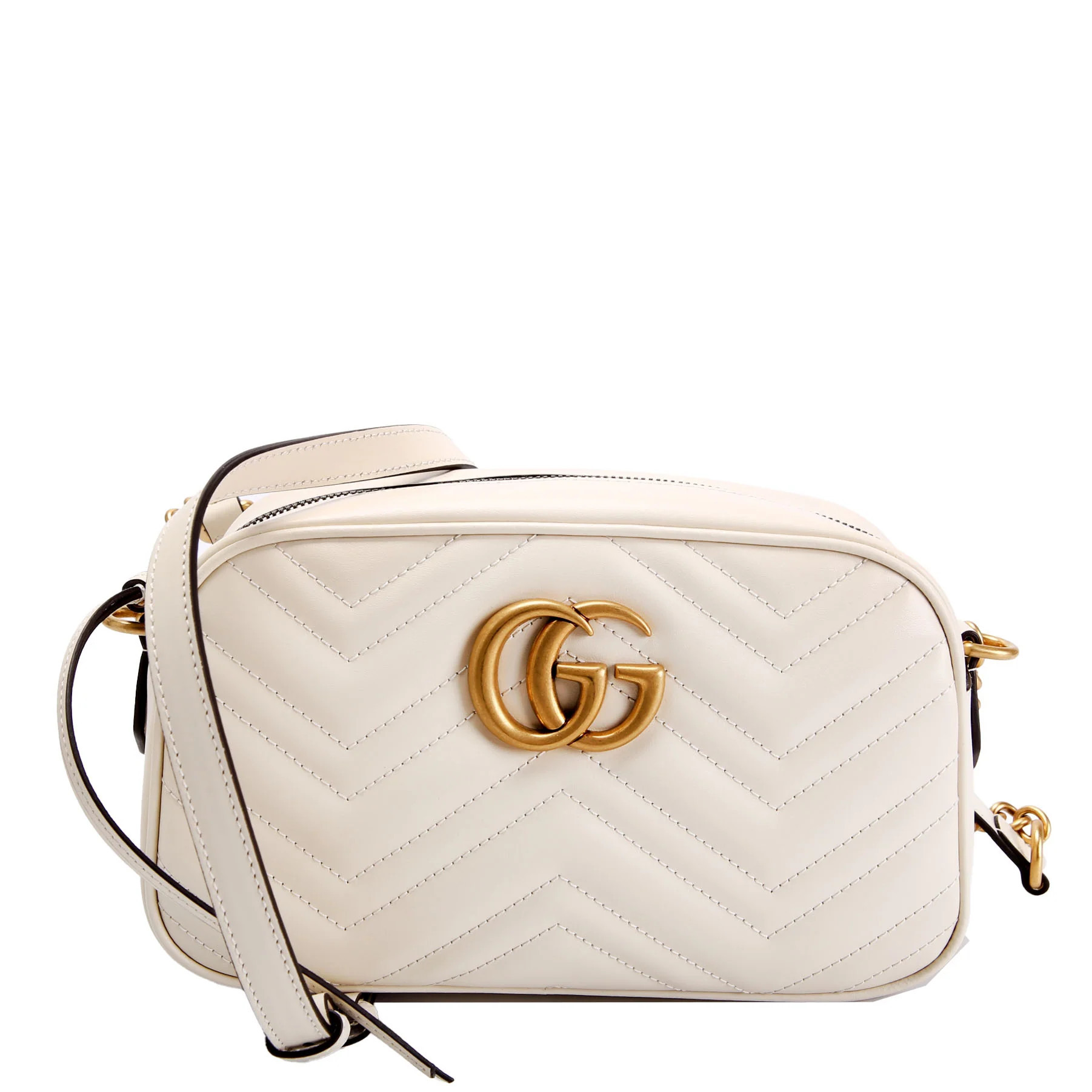 447632 Marmont Small Leather Camera Ivory | Keeks Designer Handbags