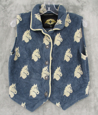 Vintage County Clothing Company Vest Womens Small Equestrian Sherpa Western Blue  | eBay | eBay US