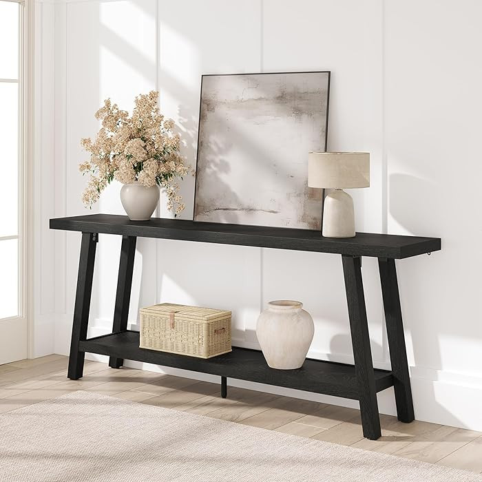 GarveeHome 70.87" Extra Long Console Table, Narrow Sofa Table Behind Couch, Black Entryway Table ... | Amazon (US)