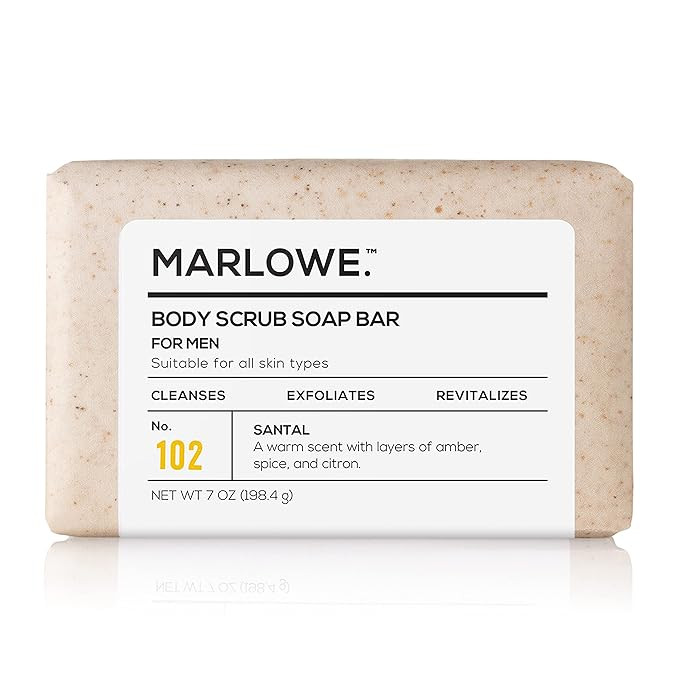 MARLOWE. No. 102 Men's Body Scrub Soap 7 oz, Warm Santal Scent, Best Exfoliating Bar for Men, Mad... | Amazon (US)