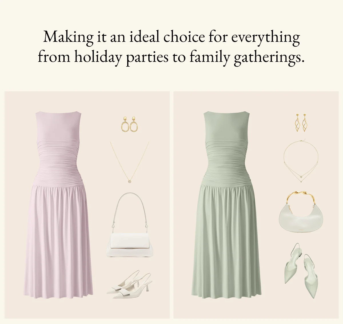 SkinKiss Cooling Boatneck Ruched Midi Bra Dress | OGLmove