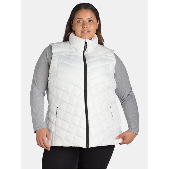 Big Chill Women's Plus Chevron Quilted Cinched Puffer Vest, Sizes 1X-3X | Walmart (US)