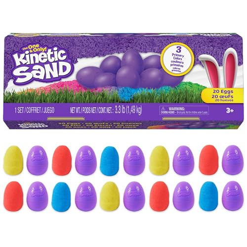 Kinetic Sand, 20-Pack Eggs, Easter Basket Stuffers, Includes 3.3lbs (3 Colors) Moldable Play Sand for Egg Hunts, Sensory Toys, Party Favors & Goodie Bags | Amazon (US)